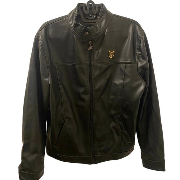 A Collezioni Made in Italy Black Faux Leather Jacket Size Large - Picture 1 of 6